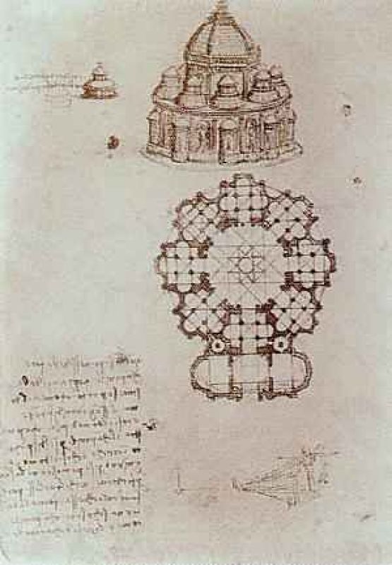 alzado y planta de una iglesia de planta central hacia 1488.jpg